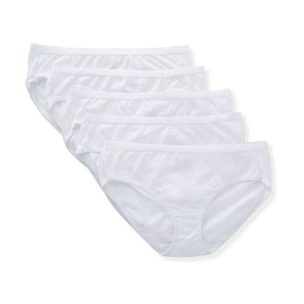 Size 7 Hanes Ultimate Comfort Cotton Womens Hipster Panties White Pack of 5
